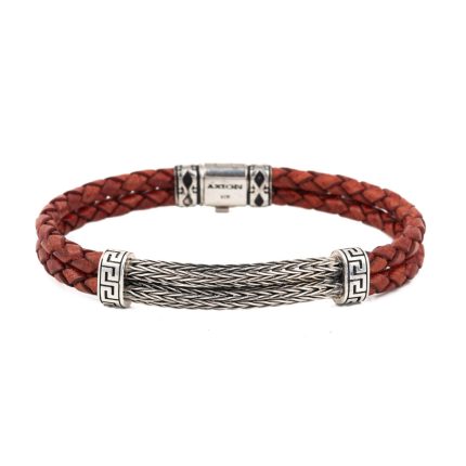 Greek Key Leather Bracelet