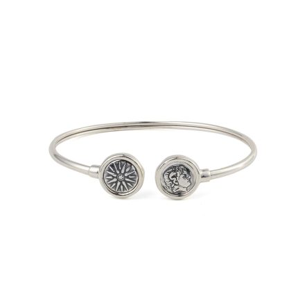 Alexander the Great Coin Cuff Bracelet in Sterling Silver