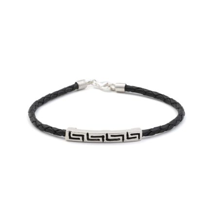 Meander Thin Leather Bracelet - 925 Sterling Silver