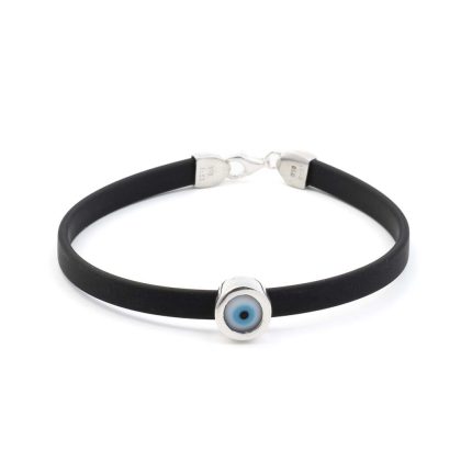 Eye Rubber Bracelet - Sterling Silver