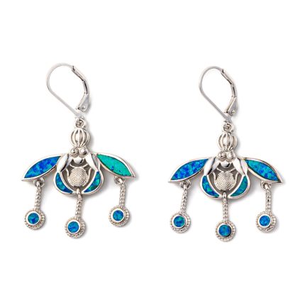Minoan Malia Bees Earrings - 925 Sterling Silver with Opal