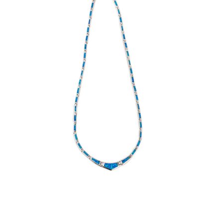 Blue Opal Necklace - Sterling Silver