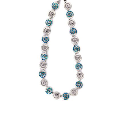 Spiral Necklace - Blue Opal 925 Sterling Silver