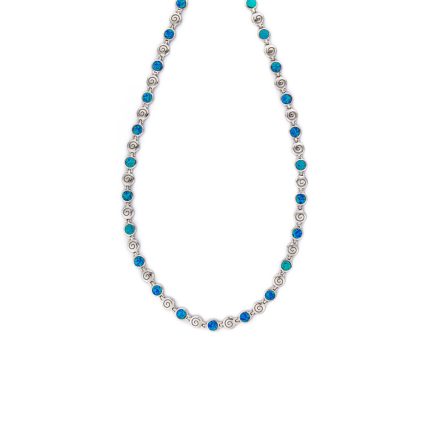Spiral Necklace - Blue Opal Sterling Silver