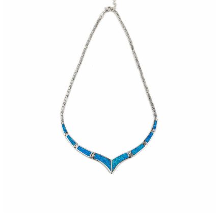 Meander - Blue opal silver necklace