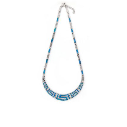 Blue Opal Meander round necklace