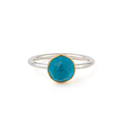 Round Pariba Gemstone Ring - 925 Sterling Silver and Gold Plated