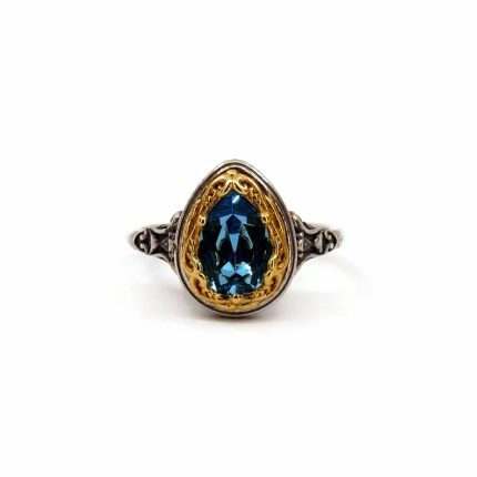 Byzantine Ring with London Blue Topaz Crystal Stone