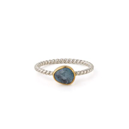 London Topaz Twist Stacking Ring - Sterling Silver and Gold Plated