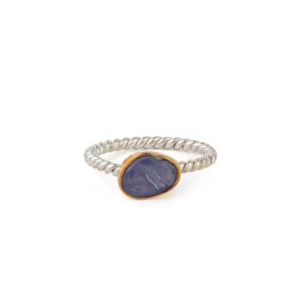 Tanzanite Twist Stacking Ring - Sterling Silver and Gold Plated