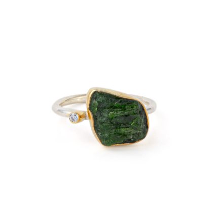 925 Sterling Silver Ring with Diopside and Zircon