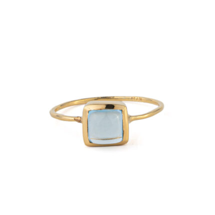 Blue Topaz Gemstone Ring - 925 Sterling Silver and Gold Plated
