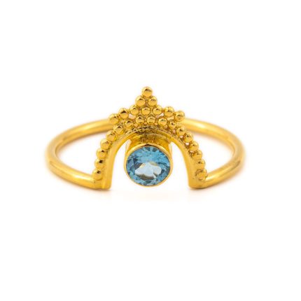 Blue Topaz Ring in Sterling Silver Gold Plated