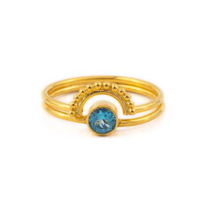Blue Topaz Ring in Sterling Silver Gold Plated
