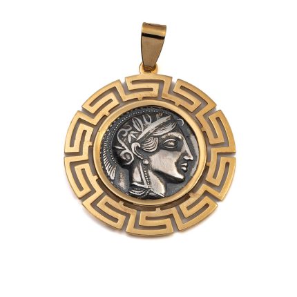 Athena Coin Pendant - 14k Gold and Sterling Silver