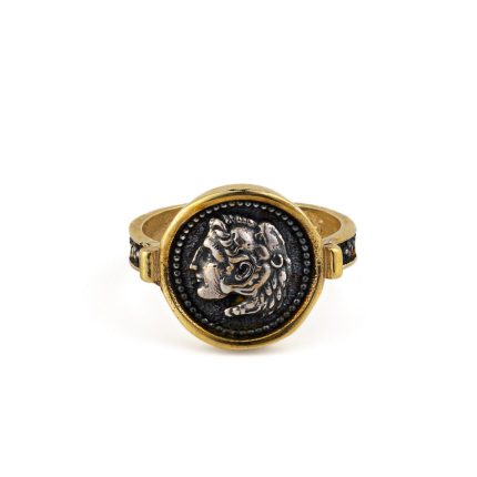 Hercules coin Ring - 925 Sterling Silver and Gold Plated