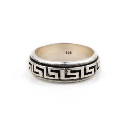 Greek Key Meander Band Spinner Ring in Sterling Silver
