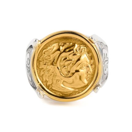 Hercules Coin Sterling Silver Gold Plated Ring