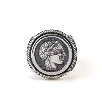 Athena & Owl Coin Ring - 925 Sterling Silver