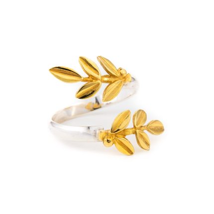 Olive Leaves Ring - Sterling Silver and Gold Plated