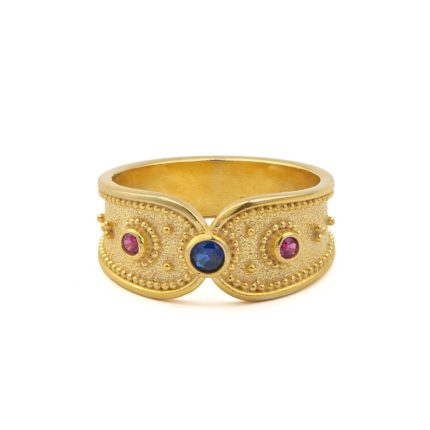 Byzantine Ring with Zircon Stones - Sterling Silver and 18K Gold Plating