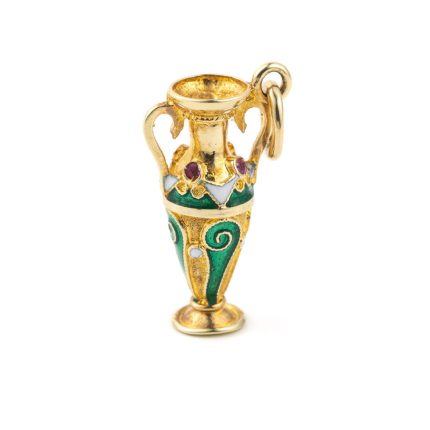 14k Gold Pendant Amphora with enamel