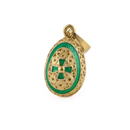 Cross Egg Silver Pendant Necklace with Enamel
