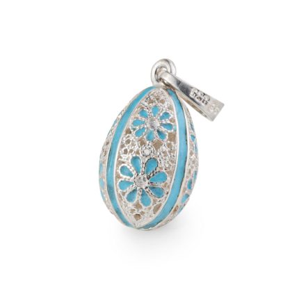 Flowers Egg Pendant Necklace – 925 Sterling Silver