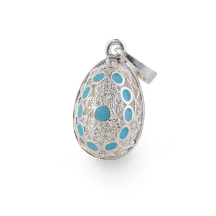 Filigree Egg Pendant Necklace with Spiral Motifs – 925 Sterling Silver