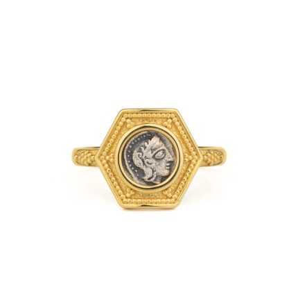 Goddess Athena Polygon Ring - 14k Gold and Sterling Silver