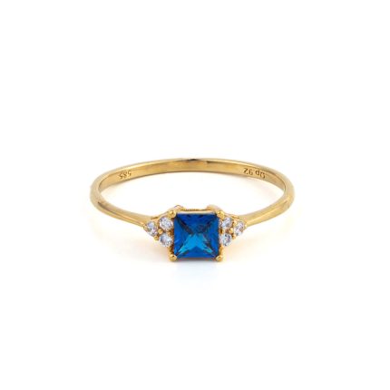 Dainty Blue Stone Ring - 14K Yellow Gold