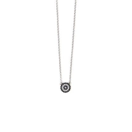 Round Evil Eye Necklace - Sterling Silver 925