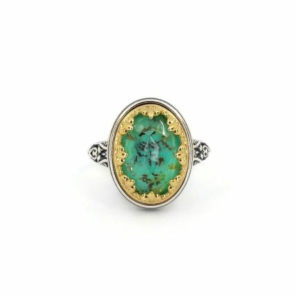 Byzantine Ring with Green Turquoise Doublet Stone