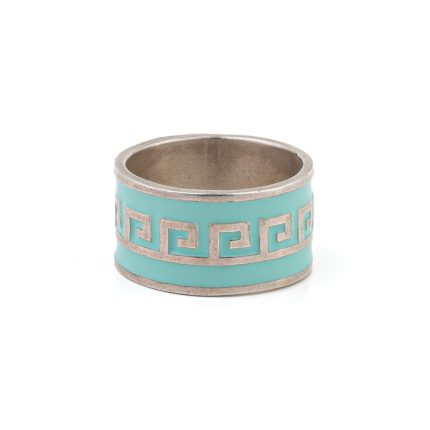 Greek Key Ring Turquoise enamel - 925 Sterling Silver