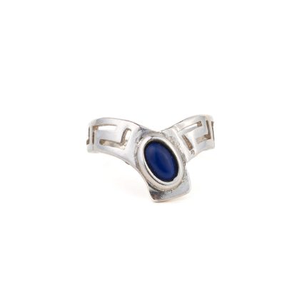 Meander Oval Ring with Lapis Lazuli - Sterling Silver