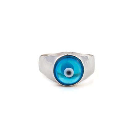 Evil Eye Glass Ring - 925 Sterling Silver