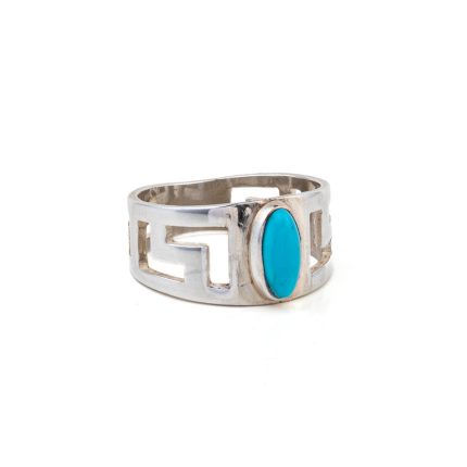 Meandros Ring with Turquoise - 925 Sterling Silver