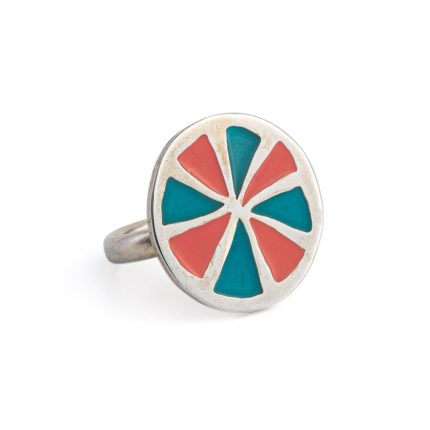 Colours Round Ring with Enamel - 925 Sterling Silver