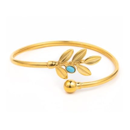 Sterling Silver Gold Plated Bracelet With Olive Leaves