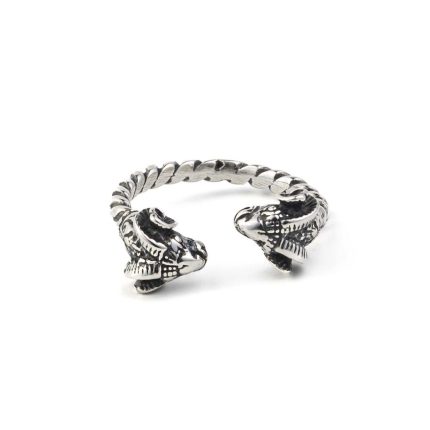 Silver Double Ram Head Ring