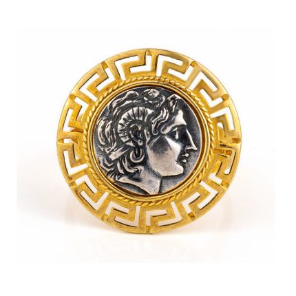 Alexander The Great Coin Ring - Sterling silver gold plated