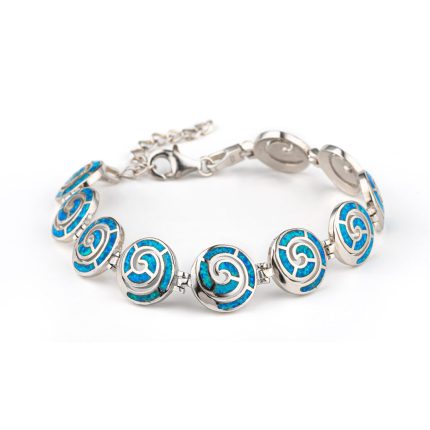 Spiral Blue Opal Bracelet - 925 Sterling Silver