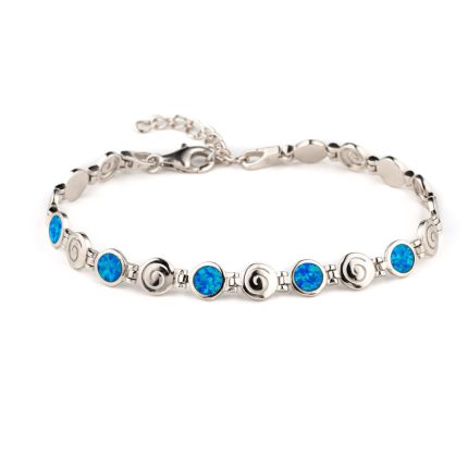 Spiral Bracelet - 925 Sterling Silver with Opal
