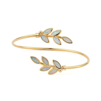 Opal Leaf Bracelet - 925 Sterling Silver and Gold Plated