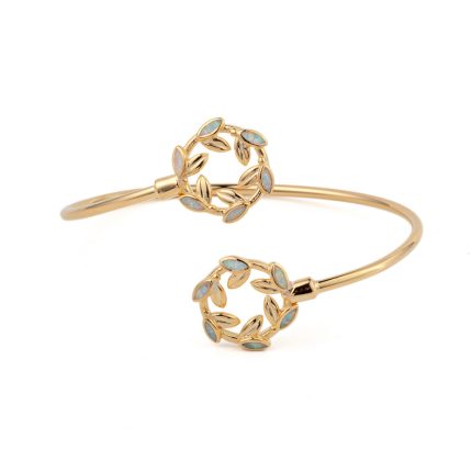 Opal Olive Wreath Bracelet - 925 Sterling Silver and Gold Plated