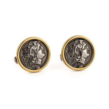 Alexander the Great Coin Cufflinks – 925 Sterling Silver and Gold Plated