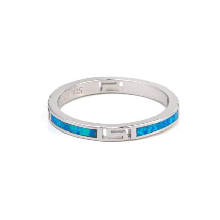Greca Ring – 925 Sterling Silver Blue Opal
