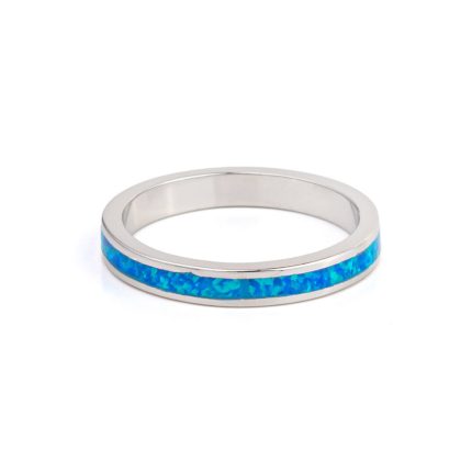 Blue Opal Band Ring – 925 Sterling Silver