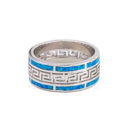 Greca Blue Opal Ring – 925 Sterling Silver