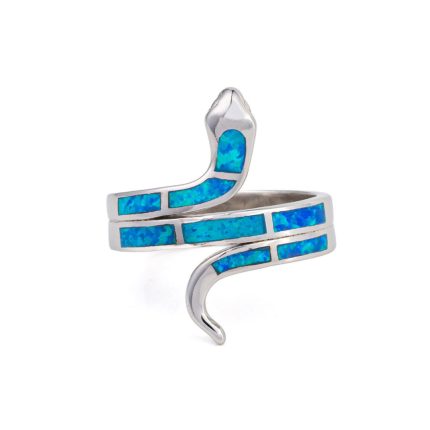 Snake Blue Opal Ring – 925 Sterling Silver